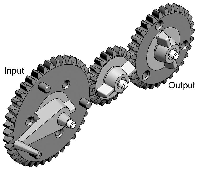 maintain the direction of rotation from the input to the output gear. output gear. B. decrease the rotational output. D. increase the rotational output. Figure 7 11.