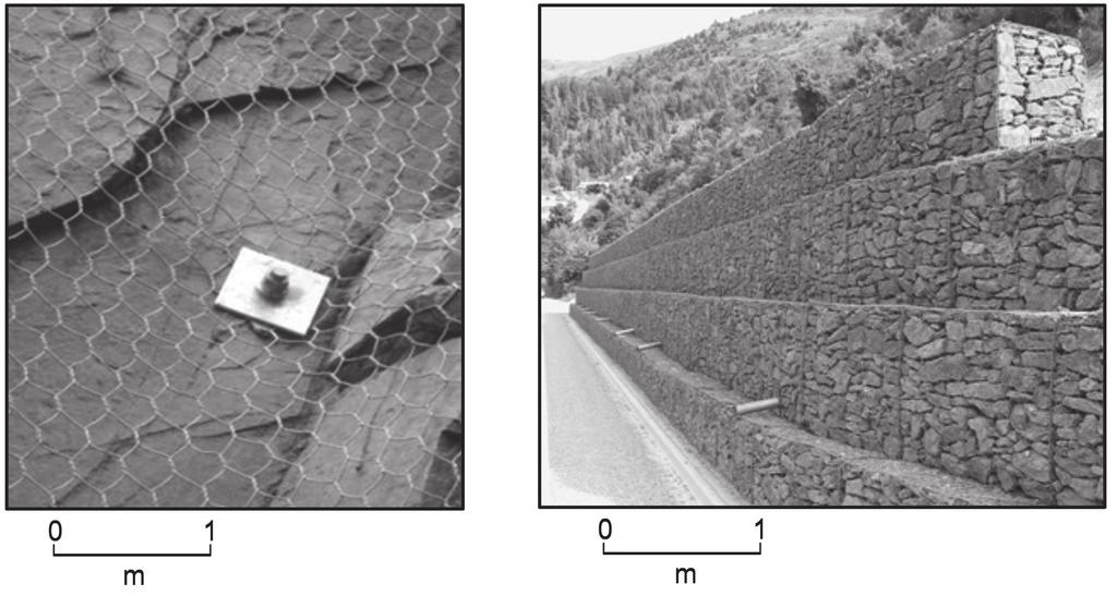 Figure 20 - rock bolts and wire netting Figure 21 - stone-filled baskets (gabions) 3.