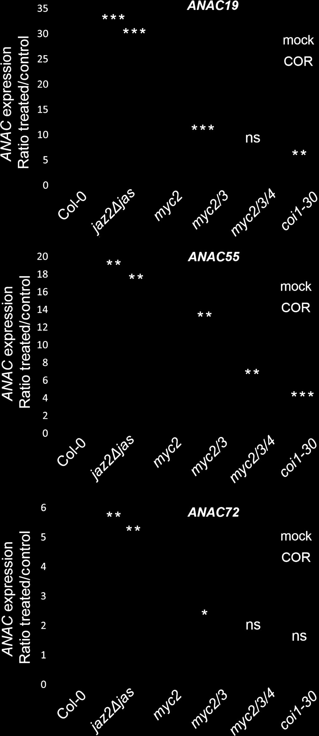 New Phytologist Research 1387 (a) (b) Fig. 6 MYC2 and MYC3 directly bind to the promoter of ANAC19, ANAC55 and ANAC72 genes.