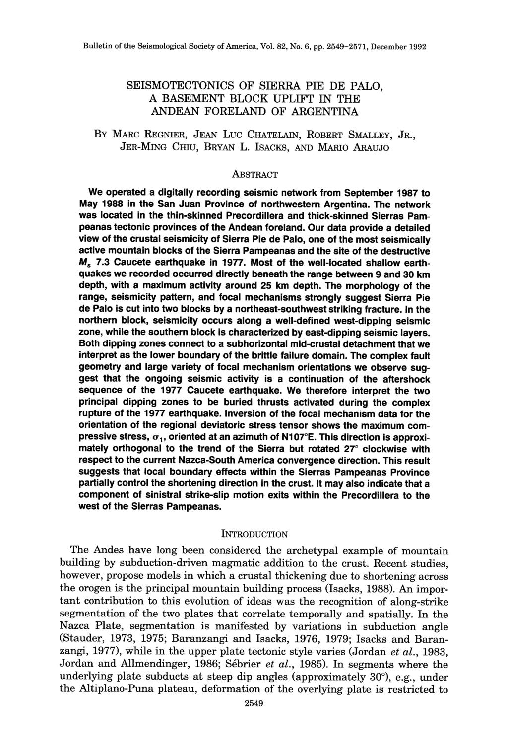 Bulletin of the Seismological Society of America, Vol. 82, No. 6, pp.
