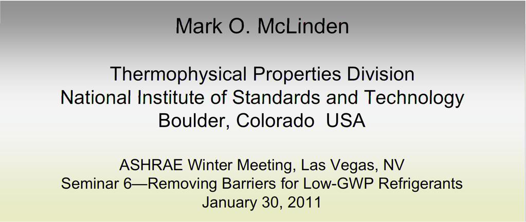 McLinden Thermophysical Properties Division
