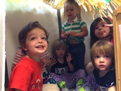 For the occasion, they made their own lulavs which they shook around the room to celebrate the ending of Sukkot.
