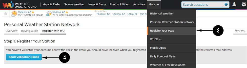 7.3 Registering with WeatherUnderground.com, WeatherBug.com and WeatherCloud.net 7.3.1 WeatherUnderground.com Visit Wunderground.com and select the Join link at the top of the page.