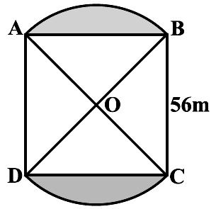 14) AREA OF SHADED REGION BASED QUESTIONS In the adjoining figure, two circular flower beds have been shown on two sides of a square lawn ABCD of side 56 m.