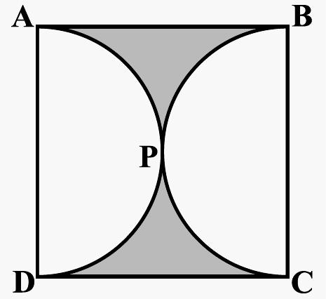 3. Find the area of the shaded region in below left figure, if ABCD is a square of side 14 cm and APD