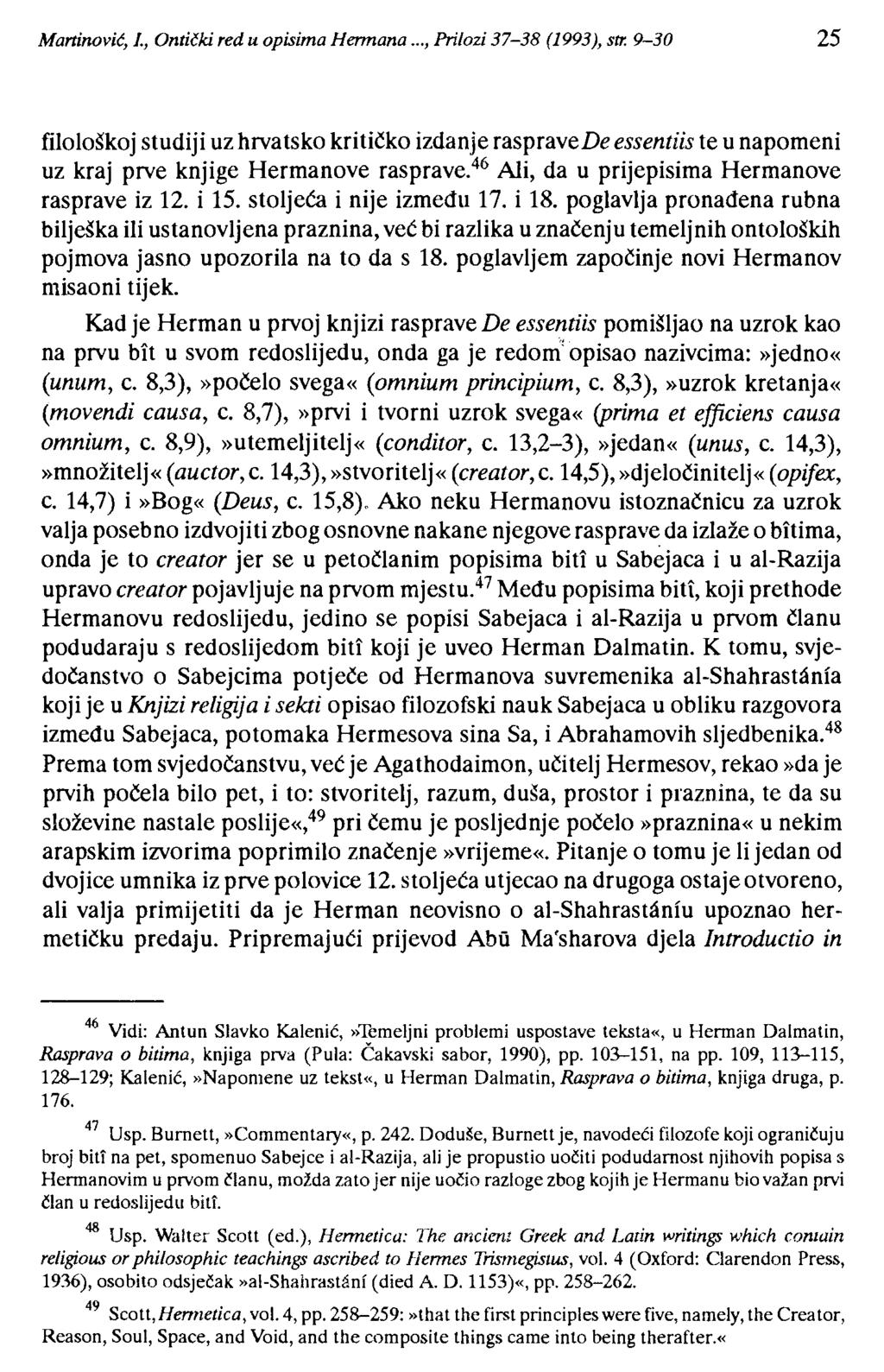 Martinović, l, Ontički red u opisima Hermana.oo, Prilozi 37-38 (1993), str.
