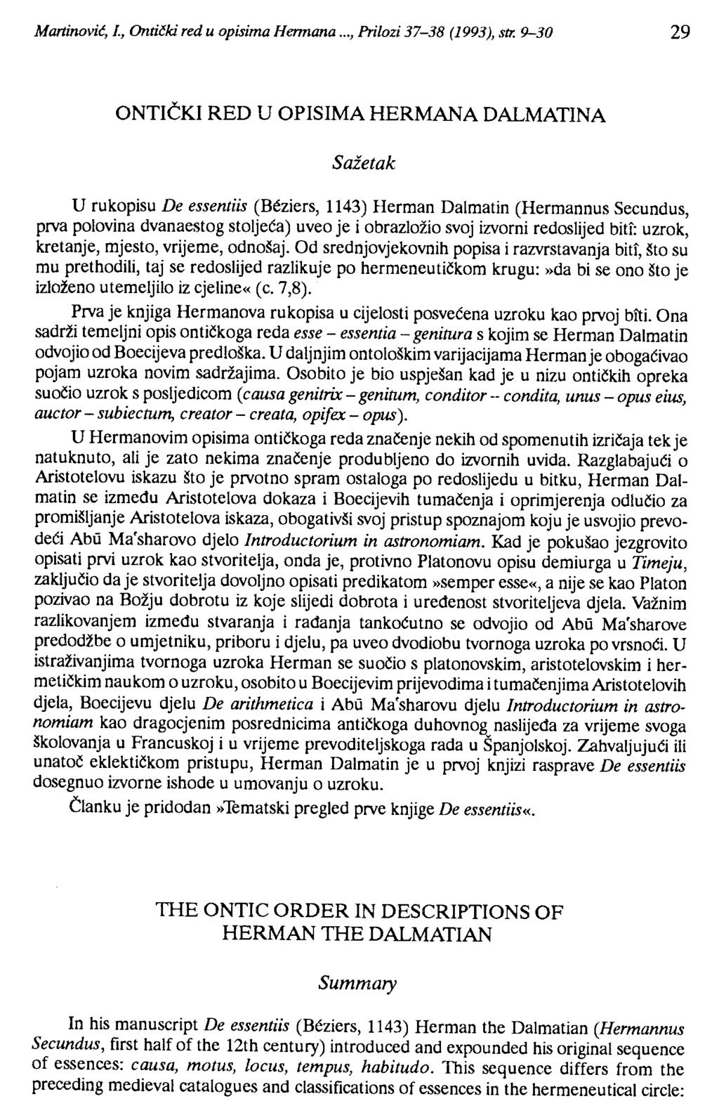 Martinovit, J., Ontički red u opisima Hennana..., Prilozi 37-38 (1993), str.