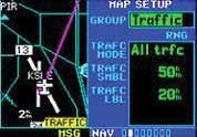 Configuring Traffic Data on the Map Page Traffic is only displayed on the Map Page if aircraft heading data is available.