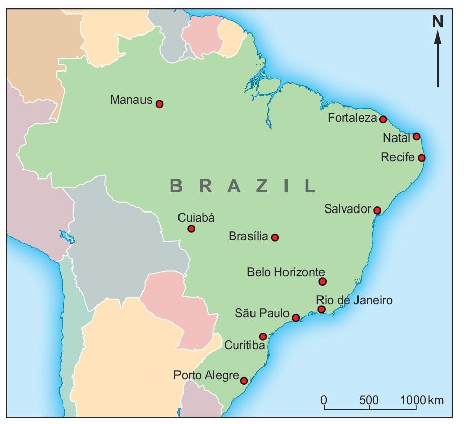 Distance and direction 2 Study the map of Brazil below. Answer the question that follows. five statements that are correct.