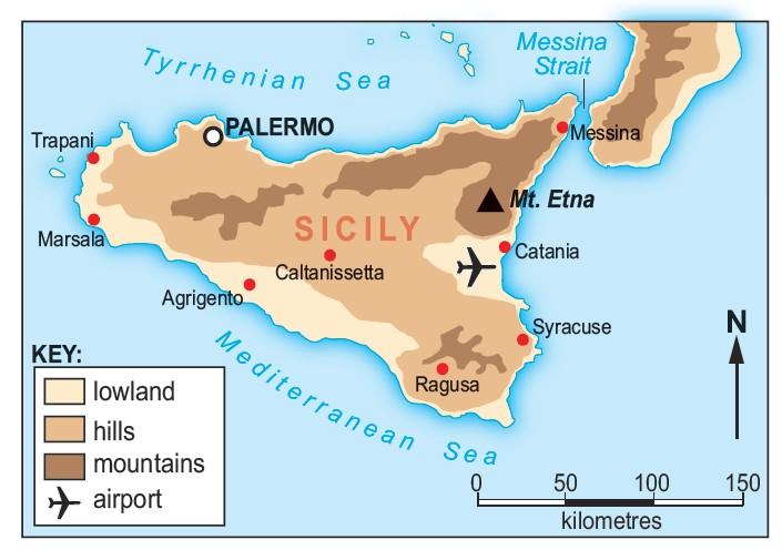 Distance and direction 3 Study the map of Sicily below. Answer the question that follows. five statements that are correct.