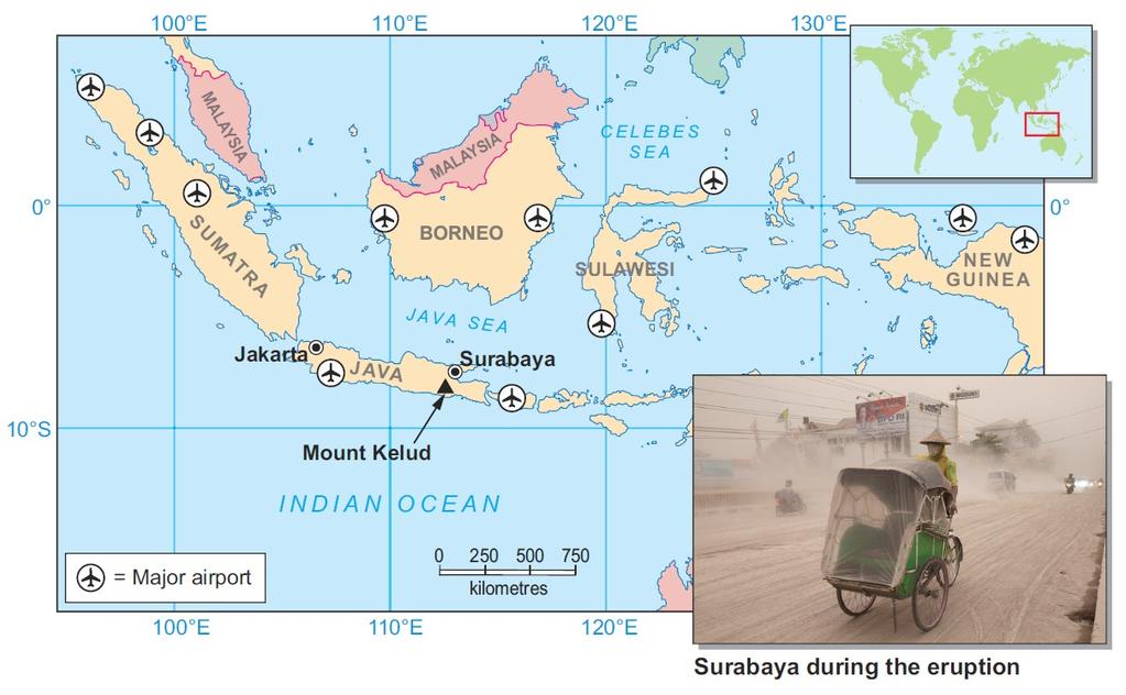 Using latitude and longitude 2 Study the map of Malaysia and Indonesia below. Answer the question that follows.