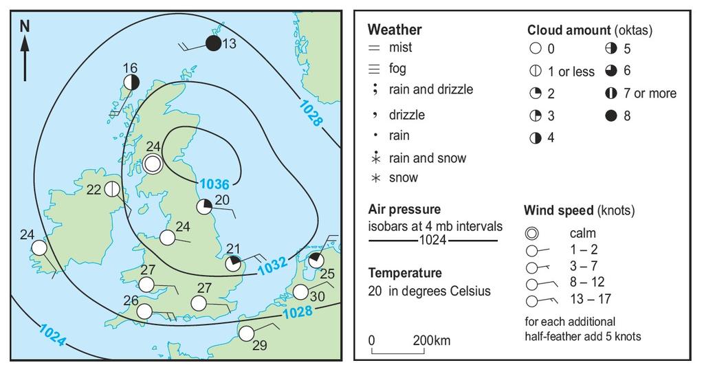 Interpreting synoptic charts 1 Study the synoptic chart below. Answer the question that follows.