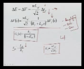 (Refer Slide Time: 03:32). So, for this circuit we have this Vf and we can relate with the If here with this equation means the voltage here will be equal to your Rfi f plus Lff dif of 1dt.
