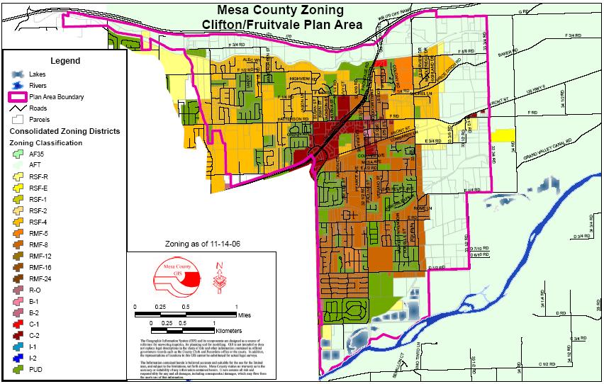 Land Use and Zoning Page 7 of 10 Source: Mesa County GIS 2006 RESIDENTIAL The Clifton-Fruitvale planning area contains a mix of housing types; however, it also has a large amount (22 %) of