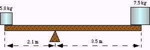 23. A 3.5 m beam of mass 54 kg is supported by a cord attached at the 3.0 m position and at an angle as shown in the diagram. The tension in the cord is 730 N.
