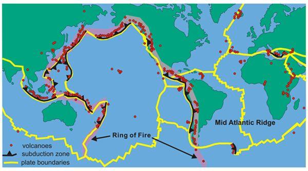Pattern of Earthquakes and Volcanoes Occur