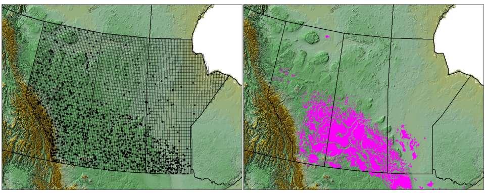 1,167 met stations (black dot) on the Prairies