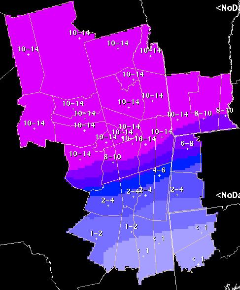 forecast storm total snowfall ending 1 PM Friday forecast storm