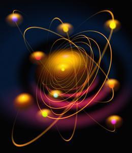 the ATOM: electrons electrons: (e-) are continually in motion around the nucleus of an atom.