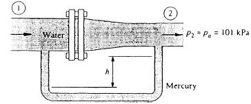Example 1: For the pipe-flow reducing section shown, D 1 = 8cm, D = 5cm and all fluids are at 0 C.