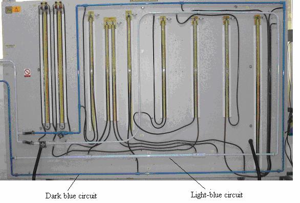 Module 04; Lecture 4 Fig. : Photograph of test rig for measuring pressure losses in piping system. Referring to Fig.