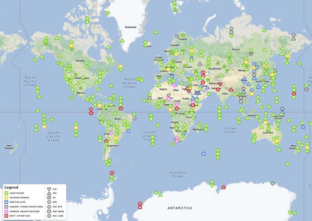 International Monitoring System Prospective: 377 Facilities Four monitoring technologies Seismic: 50 primary stations 120 auxiliary stations Infrasound: 60 stations