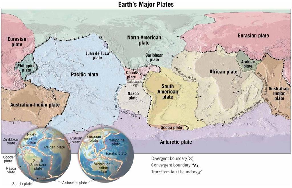 The Theory of Plate Tectonics Earth s Major Plates The lithosphere is broken into