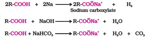 Chemical reactions of carboxylic acid Reactions Involving Cleavage of O-H Bond Acidity Reactions with