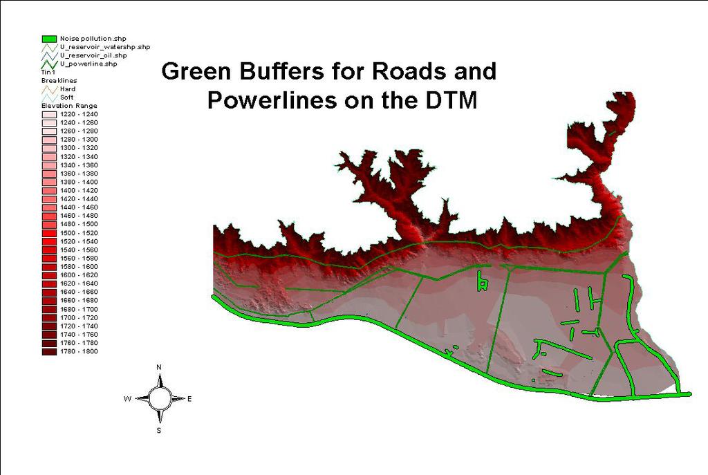 Figure2: Green buffers for roads and power