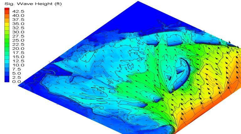 simulation takes ~8 hours on 256 processors Coupling Surge model: ADCIRC System was