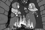 Show image 7A-7: Gretel and witch in front of the oven 17 What do you think the witch had in mind? As she filled the kettle with water and lit the fire, tears ran down Gretel s cheeks.