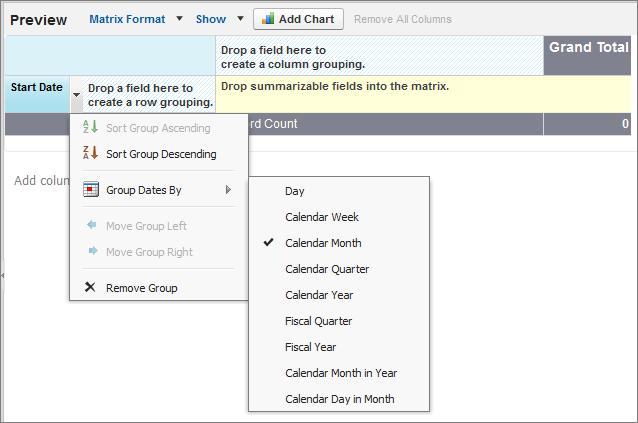 Tutorial #3: Getting the Most From Collaborative Forecasts Step 5: Create a Forecasting Custom Report Type and Forecasting Report 5. Create a row grouping.