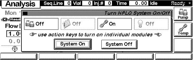 Figure 4: System On and System Off Note: this figure is shown as an example. You should see the screen that resembles this, but will not be identical.