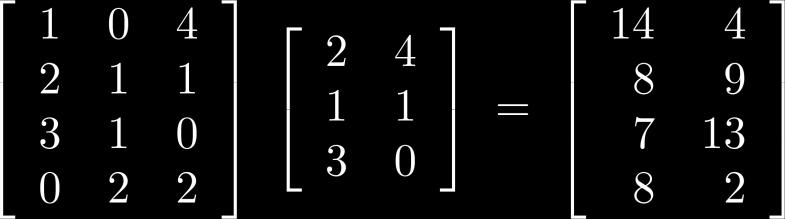 Matrix Multiplication Definition: Let A be an n k matrix and B be a k n matrix.