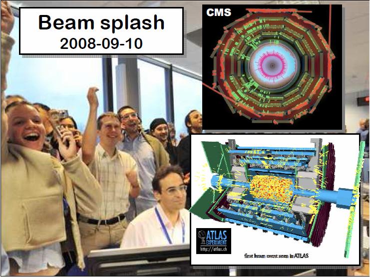 Proton Beams started circulating in LHC ring in September 2008, beam energy 450 GeV from SPS celebrations