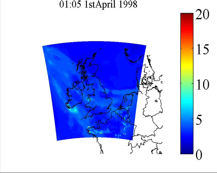 Example model output Data from UM (5 minute intervals) 1 st April 1998