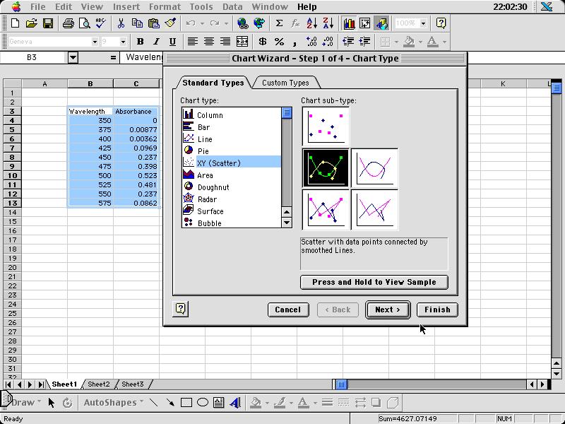 3. Select Insert tab, select the Scatter tab and then select the plot type. 0.6 0.5 0.4 0.3 0.2 Series1 0.1 0-0.1 0 100 200 300 400 500 600 700 4. Click on layout under chart tools a.