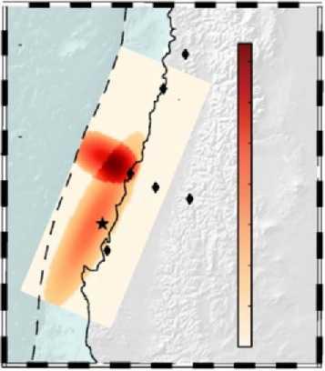 SHORT-PERIOD RUPTURE PROCESS OF THE 21 M W 8.8 MAULE EARTHQUAKE IN CHILE S7 from the hypocenter in order to insure causality in the forward models. Slip rate on every patch was also very simple.