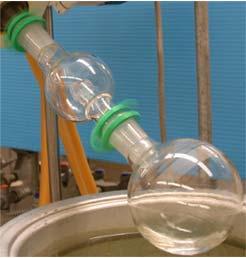 Condenser Collection flask This is a very safe and fast method of distilling flammable solvents like dichloromethane.