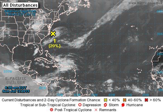 2-Day Tropical Outlook Atlantic Disturbance 1: (as of 8:00 a.m.