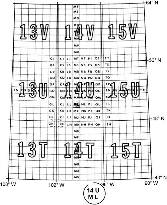 Military Grid Reference System (MRGS). The military traditionally identifies grid lines by stating the two-digit short form of the grid line numbers.