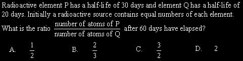 The law of radioactive decay and the decay constant 60 days is 2 half-lives for P so N P is 1/4 of what it started out as.