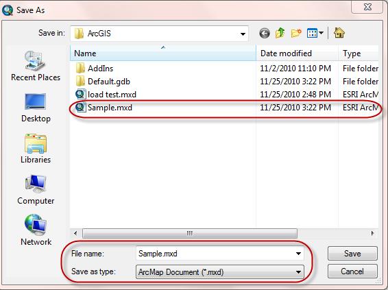 DGCS in ArcGIS User Guide 14 2.6 Saving an ArcMap Document You can save the entire ArcMap and use them by loading it when required.
