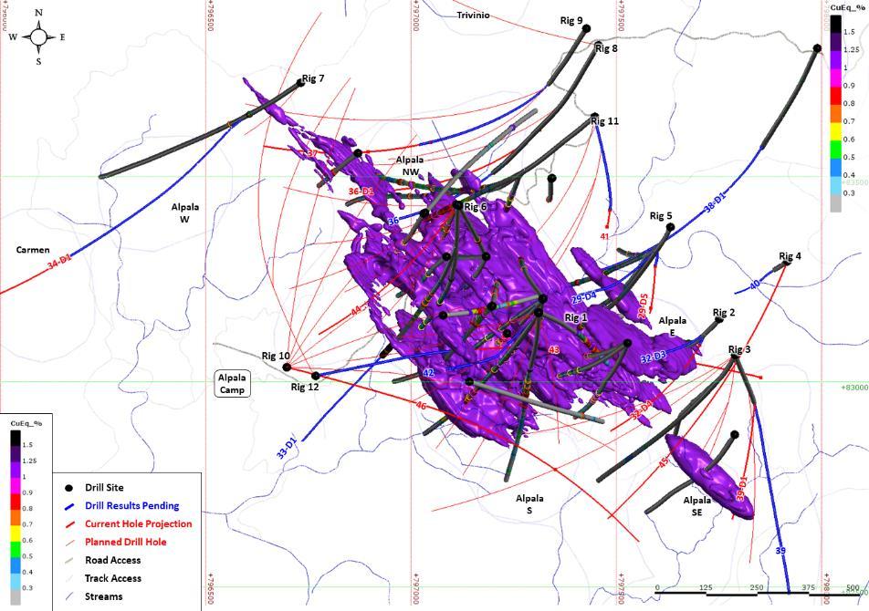 10 Cascabel MRE Alpala deposit Maiden Mineral Resource Estimate ( MRE ) of 430 Mt @ 0.8% Copper Equivalent (CuEq) Indicated and 650 Mt @ 0.6% CuEq Inferred (3.