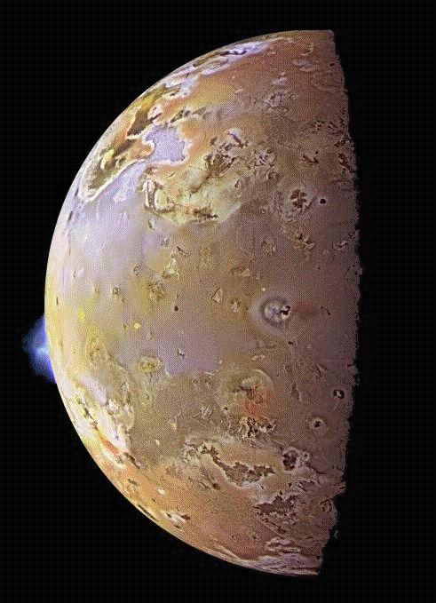 Io: Innermost of 4 large Galilean Satellites of Jupiter Most volcanically active body in the solar system Heated by tidal flexing caused by its slightly eccentric orbit around Jupiter Massive Jupiter