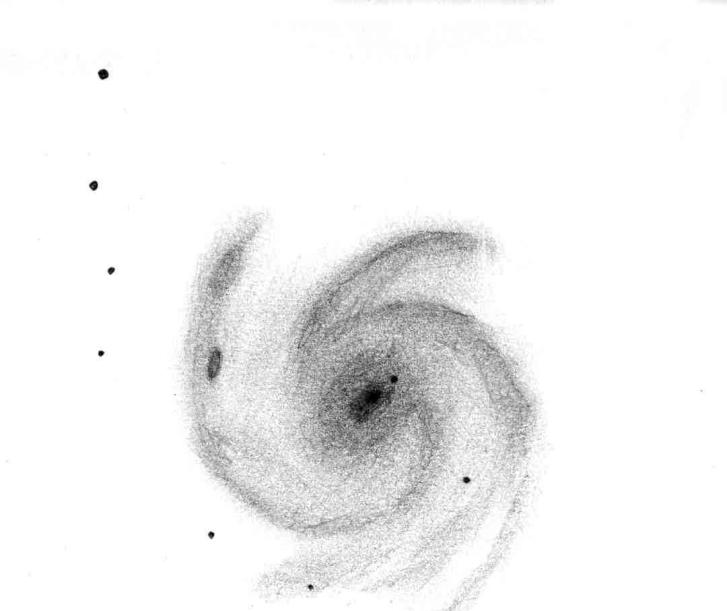Drawing Galaxies -individual detail M51, 10 Dobsonian, 184x & 113x