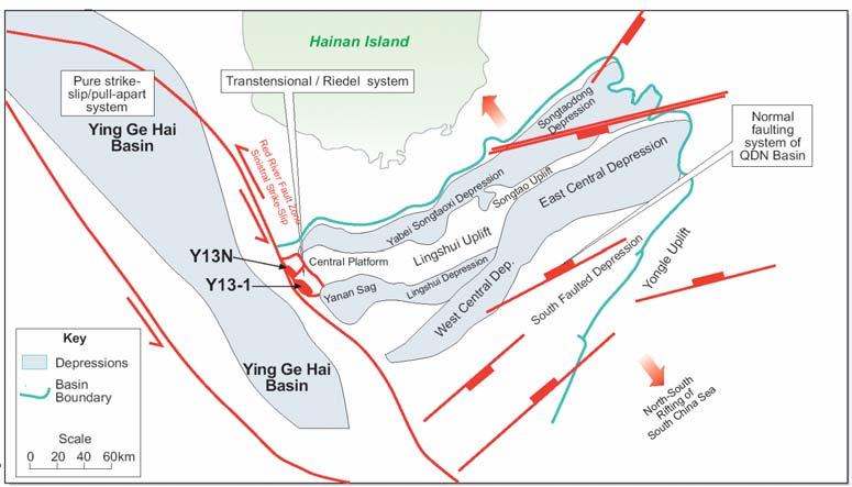 More locally, the Field is at the western edge of the Cenozoic Qiong Dong Nan ( QDN ) Basin. This basin was mainly filled by Tertiary deposits with a maximum thickness of over ten thousand metres.