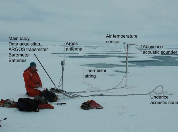Integrated ice observatories consisting of arrays of Ice Mass Balance Buoys, ice drift buoys, autonomous underwater vehicles, ice-tethered profilers and automatic weather stations are needed to
