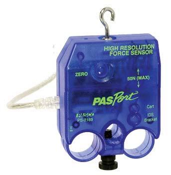 (2) Force Sensor (3) Mass Set The Force Sensor measures both pulling and pushing forces in the range of 50N to 50N.