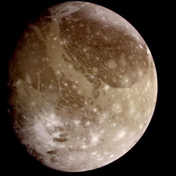 Ganymede Mass: 1.48 x 10 23 kg Diameter: 5260 km Density: 1.92 gm/cm 3 Rotation: Synchronous Revolution: 7.15 days Surface gravity: 1.
